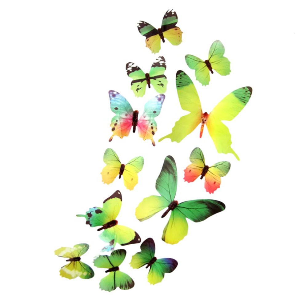 Minxio 12 pcs 3d butterfly wall sticker decor, party, wedding, diy, home decorations, green